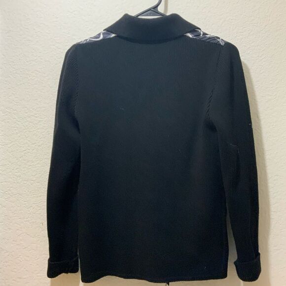 Rani Anabella CASHMERE KNIT-SILK PRINTED SWEATER: STIRRUPS BLACK-BLACK KNIT - Picture 8 of 11